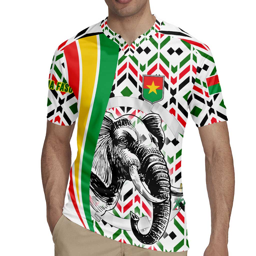 Burkina Faso Rugby Jersey with Red Green Black Geometric Design - Wonder Print Shop