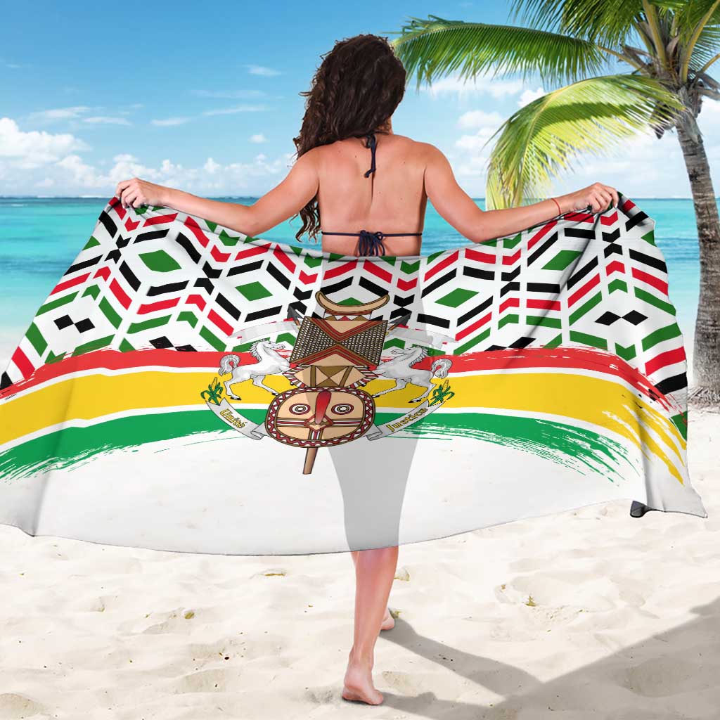 Burkina Faso Sarong with Red Green Black Geometric Design - Wonder Print Shop