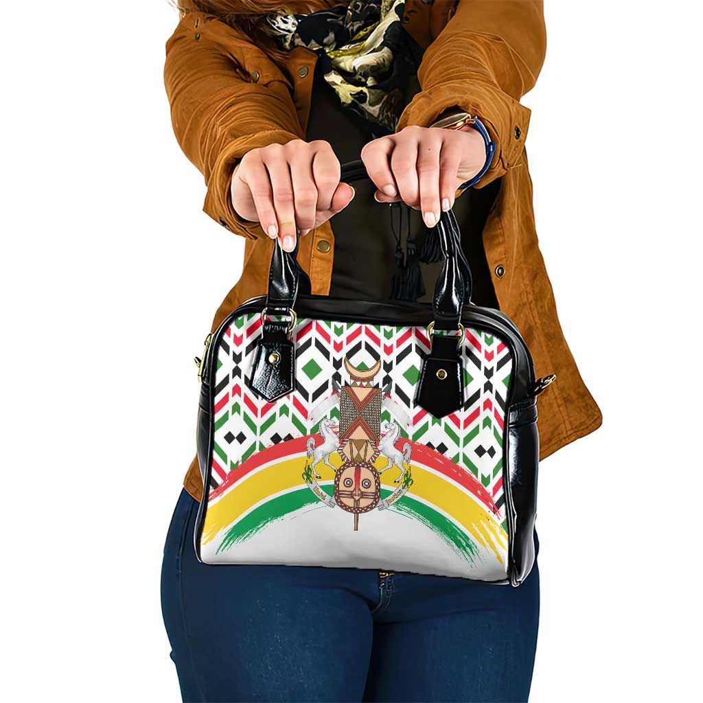 Burkina Faso Shoulder Handbag with Red Green Black Geometric Design - Wonder Print Shop