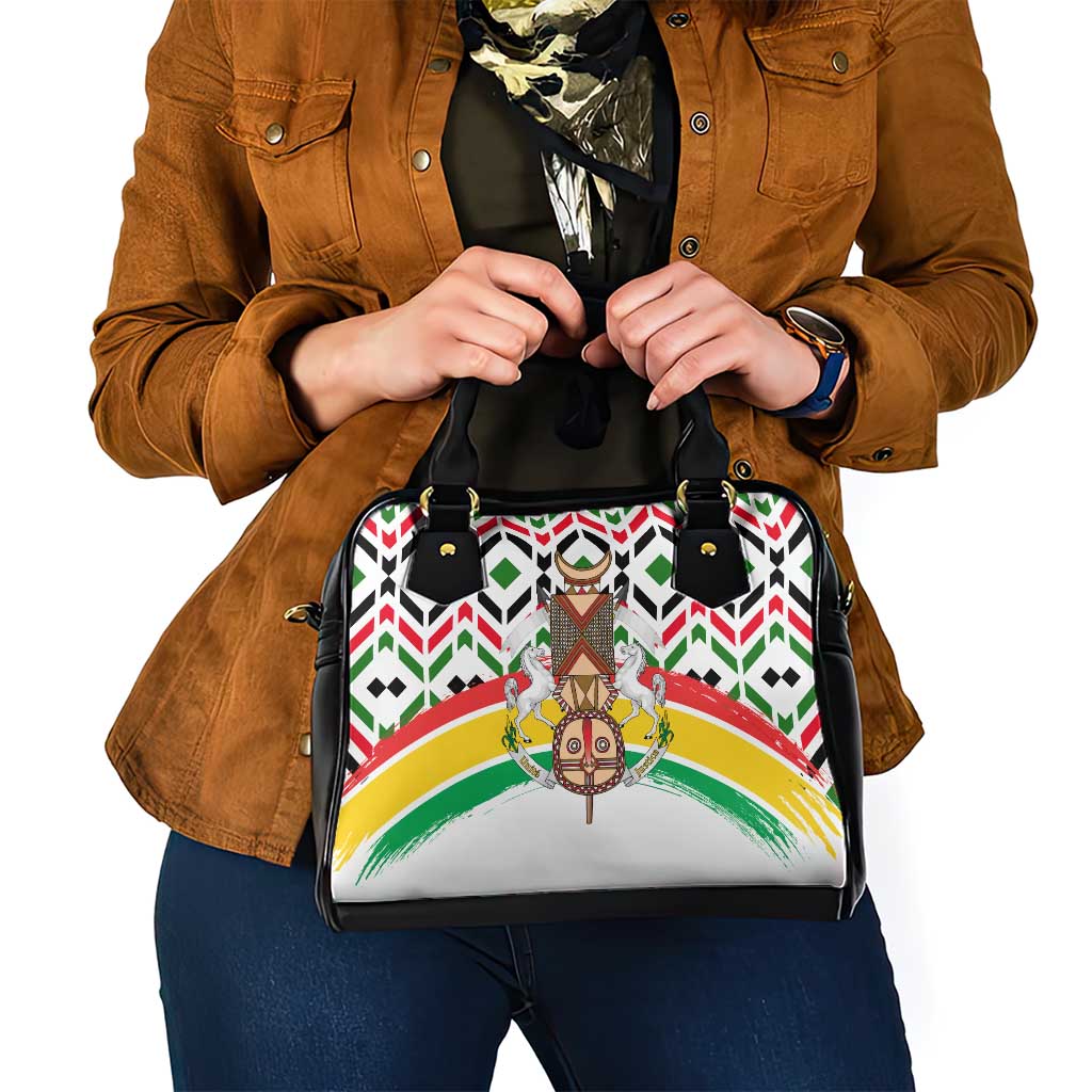 Burkina Faso Shoulder Handbag with Red Green Black Geometric Design - Wonder Print Shop