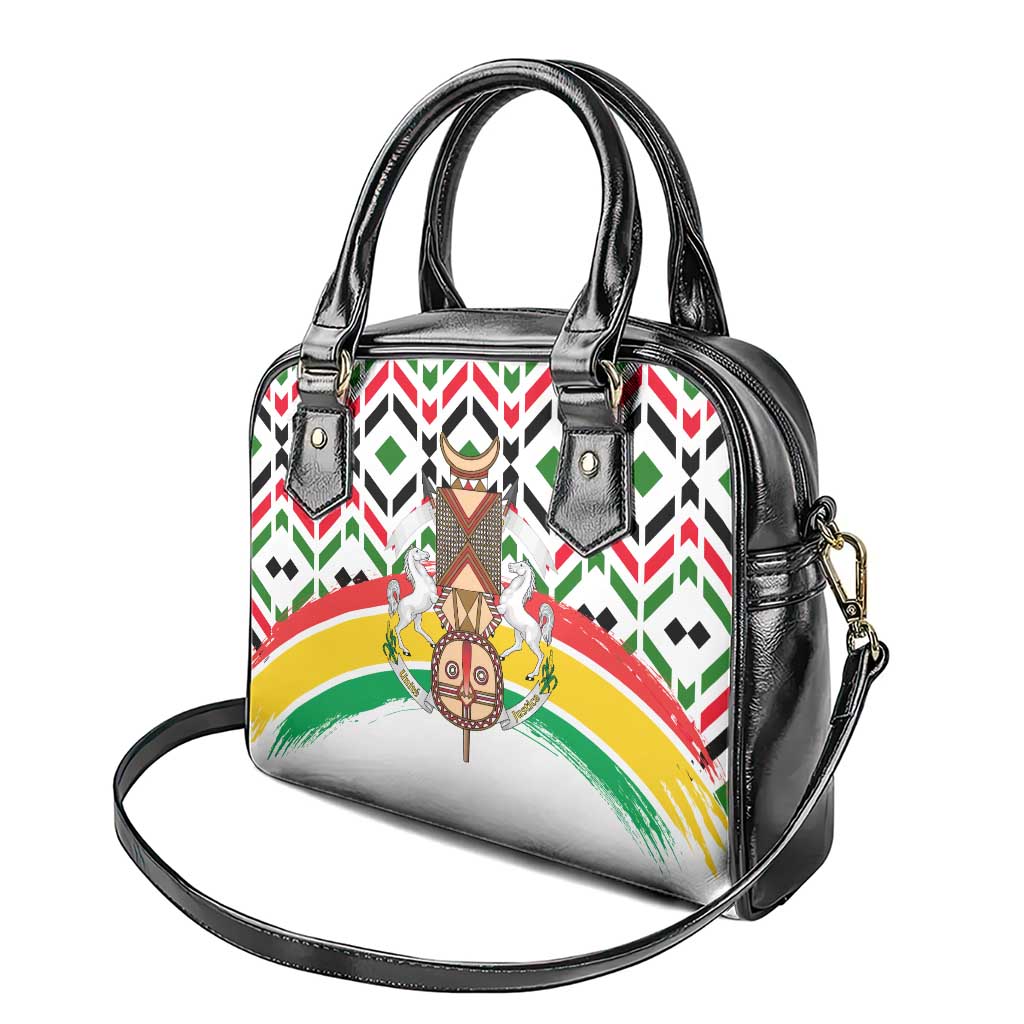 Burkina Faso Shoulder Handbag with Red Green Black Geometric Design - Wonder Print Shop