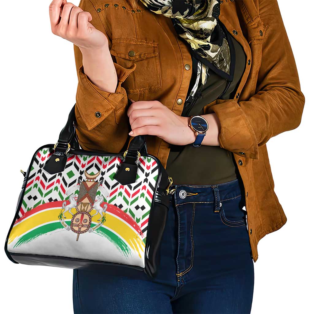 Burkina Faso Shoulder Handbag with Red Green Black Geometric Design - Wonder Print Shop