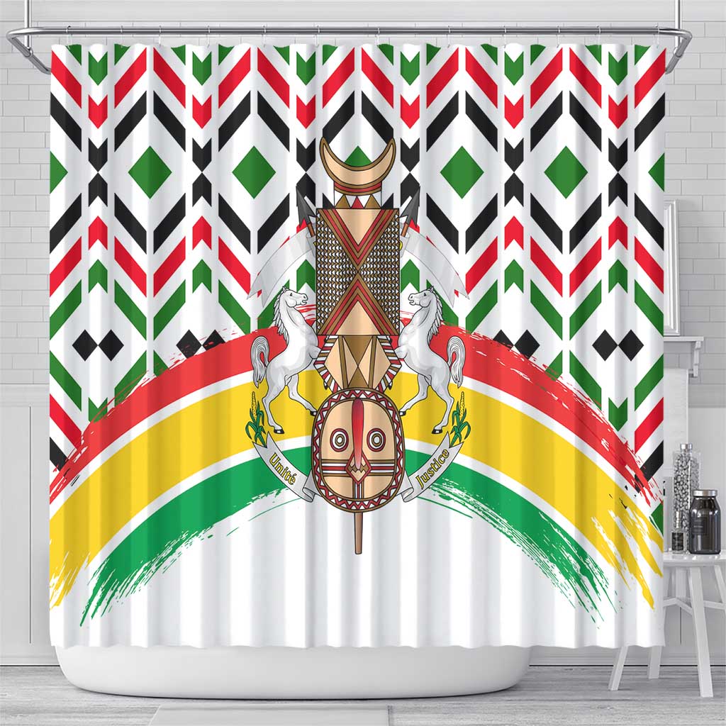 Burkina Faso Shower Curtain with Red Green Black Geometric Design - Wonder Print Shop