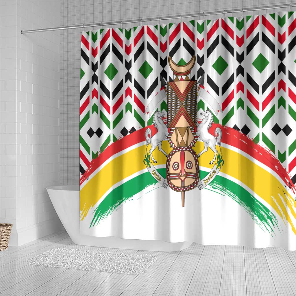 Burkina Faso Shower Curtain with Red Green Black Geometric Design - Wonder Print Shop