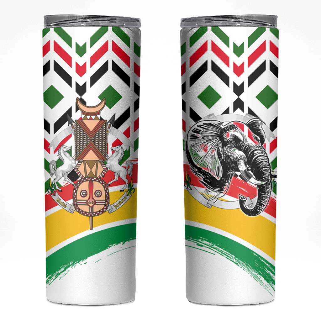 Burkina Faso Skinny Tumbler with Red Green Black Geometric Design - Wonder Print Shop