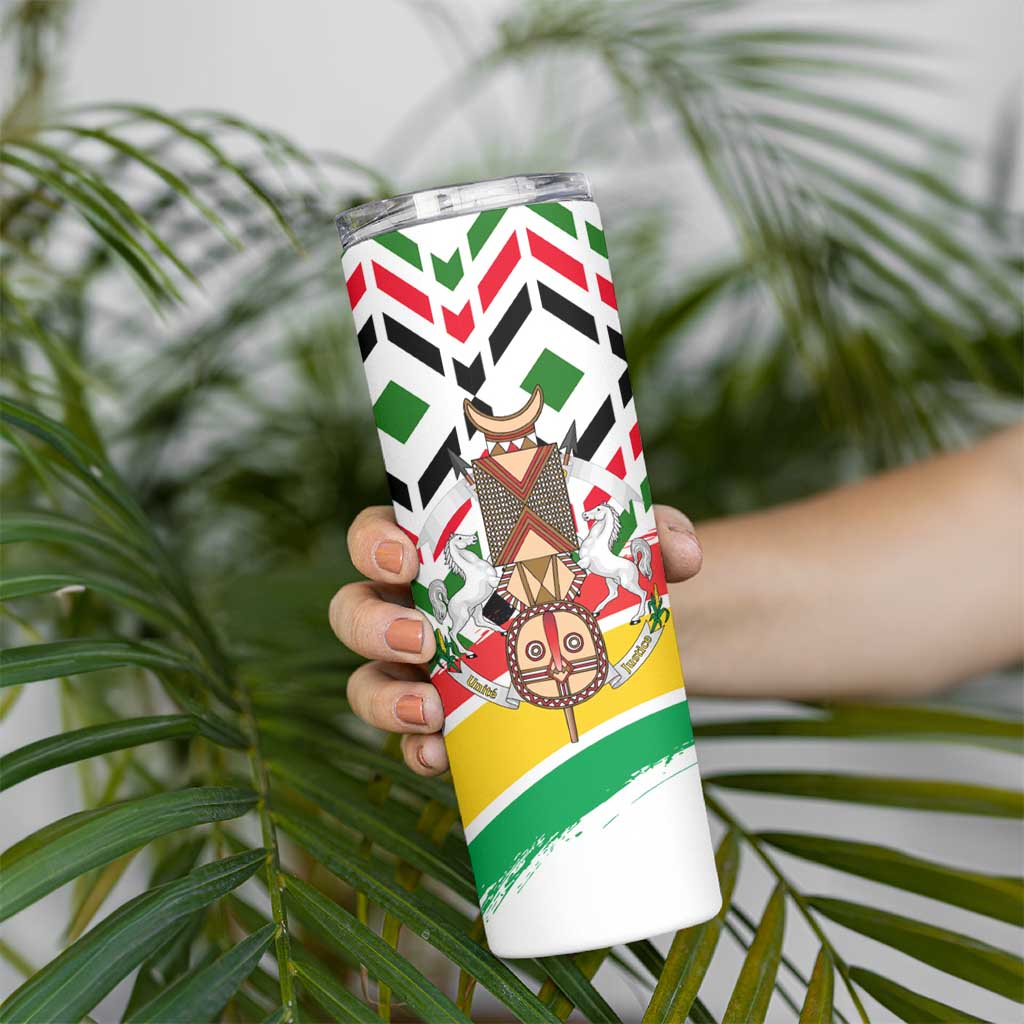Burkina Faso Skinny Tumbler with Red Green Black Geometric Design - Wonder Print Shop