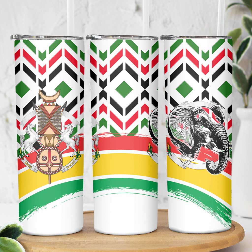 Burkina Faso Skinny Tumbler with Red Green Black Geometric Design - Wonder Print Shop