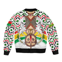 Burkina Faso Sleeve Zip Bomber Jacket with Red Green Black Geometric Design - Wonder Print Shop