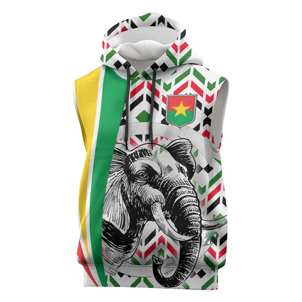 Burkina Faso Sleeveless Hoodie with Red Green Black Geometric Design - Wonder Print Shop