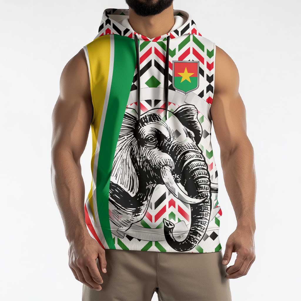 Burkina Faso Sleeveless Hoodie with Red Green Black Geometric Design - Wonder Print Shop