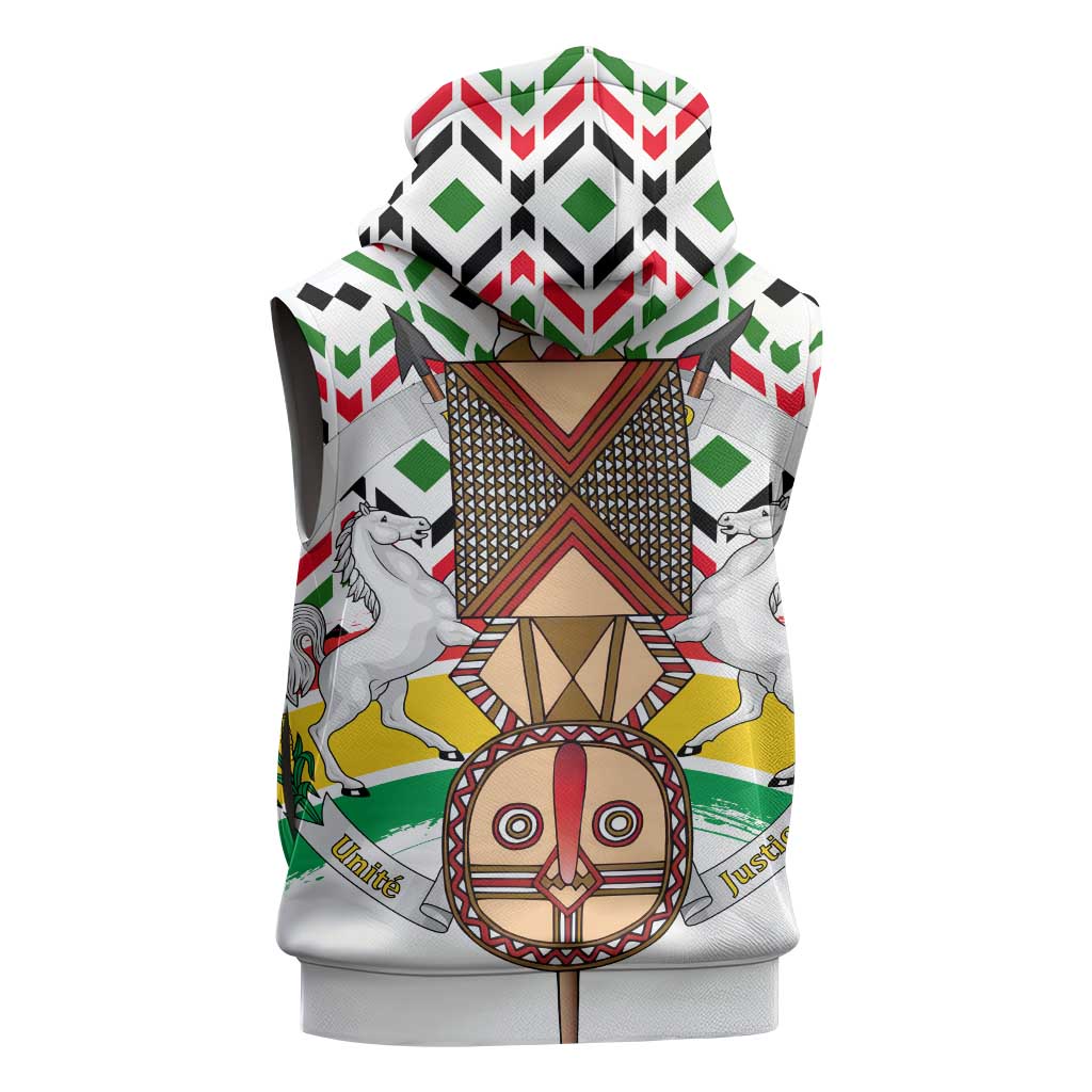 Burkina Faso Sleeveless Zip Hoodie with Red Green Black Geometric Design - Wonder Print Shop