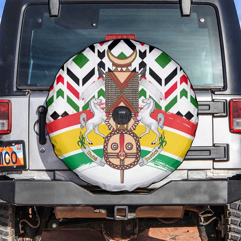 Burkina Faso Spare Tire Cover with Red Green Black Geometric Design - Wonder Print Shop