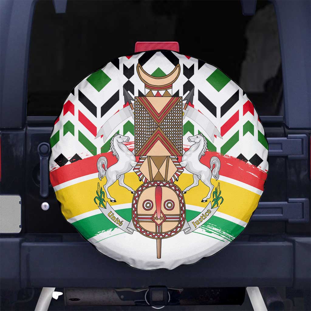 Burkina Faso Spare Tire Cover with Red Green Black Geometric Design - Wonder Print Shop