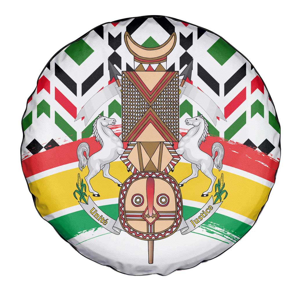 Burkina Faso Spare Tire Cover with Red Green Black Geometric Design - Wonder Print Shop