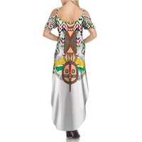 Burkina Faso Summer Maxi Dress with Red Green Black Geometric Design - Wonder Print Shop