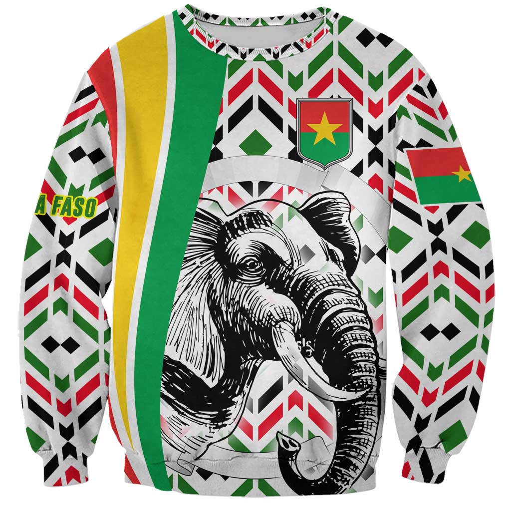 Burkina Faso Sweatshirt with Red Green Black Geometric Design - Wonder Print Shop
