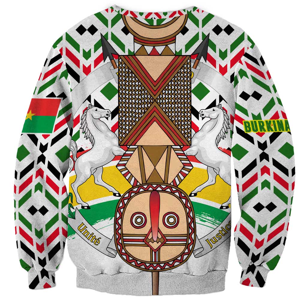 Burkina Faso Sweatshirt with Red Green Black Geometric Design - Wonder Print Shop