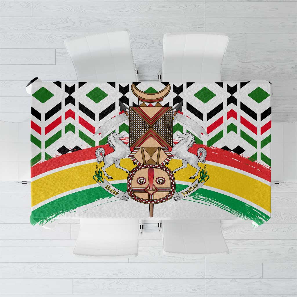 Burkina Faso Tablecloth with Red Green Black Geometric Design - Wonder Print Shop