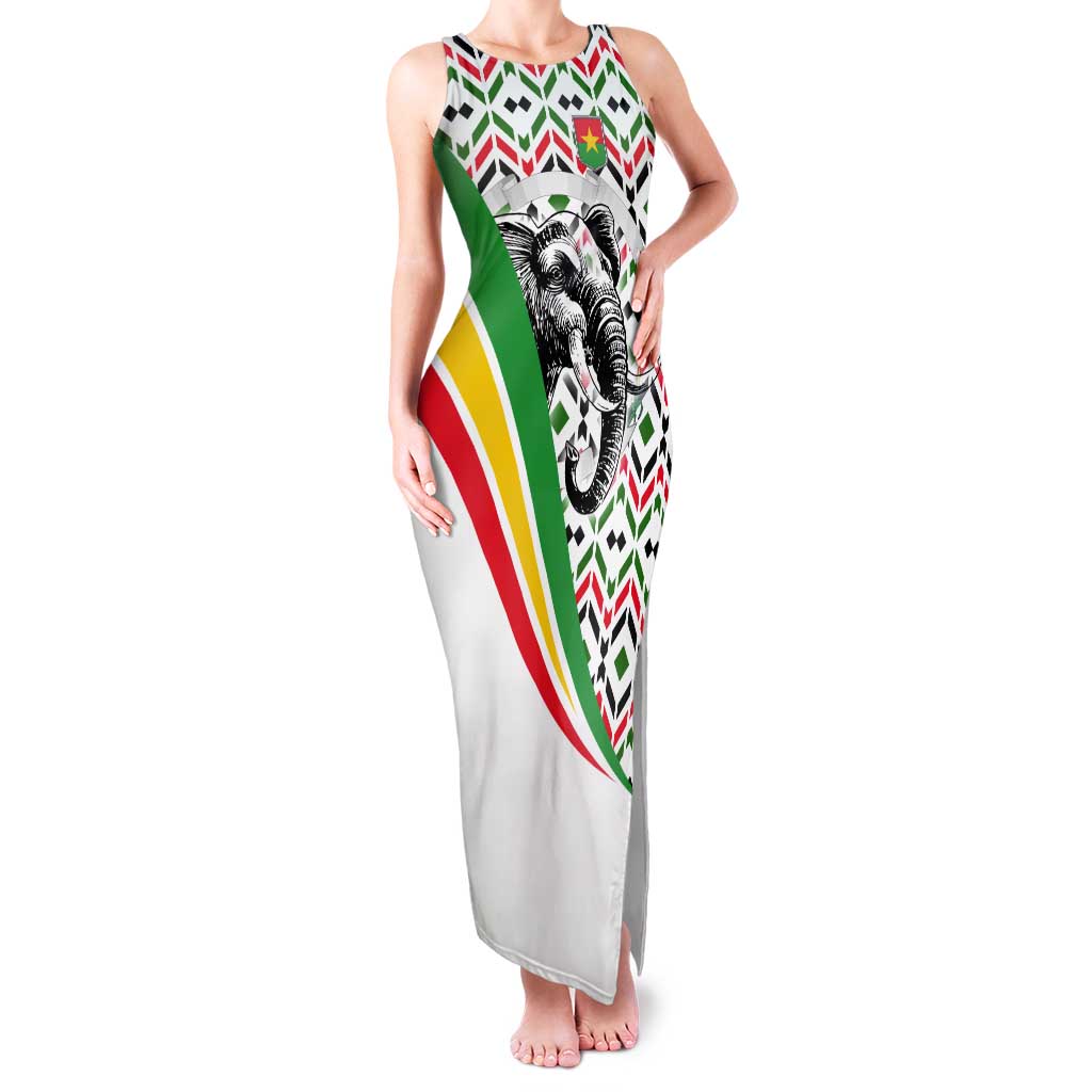 Burkina Faso Tank Maxi Dress with Red Green Black Geometric Design - Wonder Print Shop