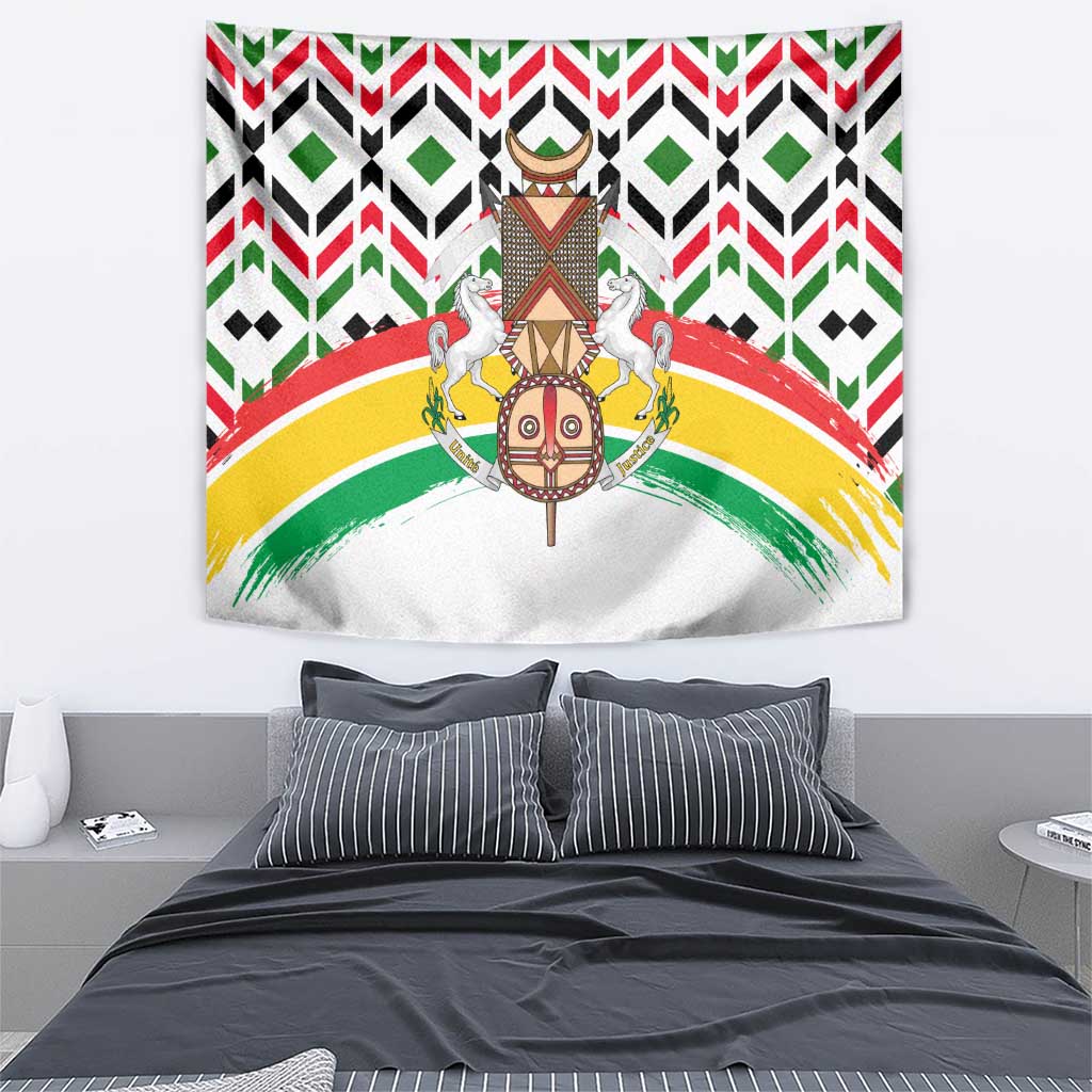 Burkina Faso Tapestry with Red Green Black Geometric Design - Wonder Print Shop