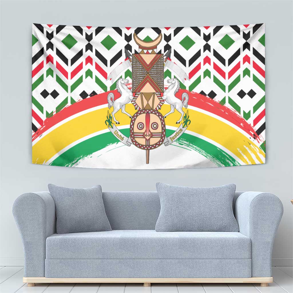 Burkina Faso Tapestry with Red Green Black Geometric Design - Wonder Print Shop