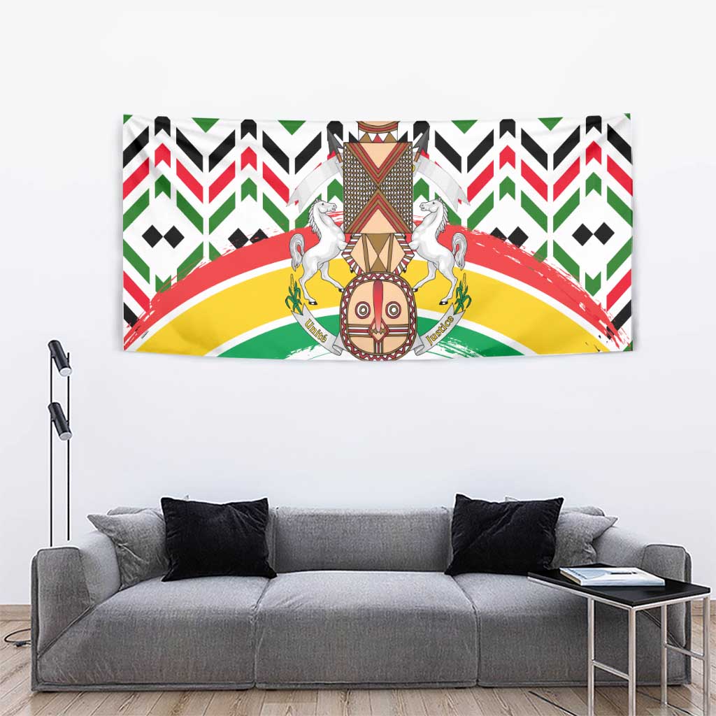 Burkina Faso Tapestry with Red Green Black Geometric Design - Wonder Print Shop