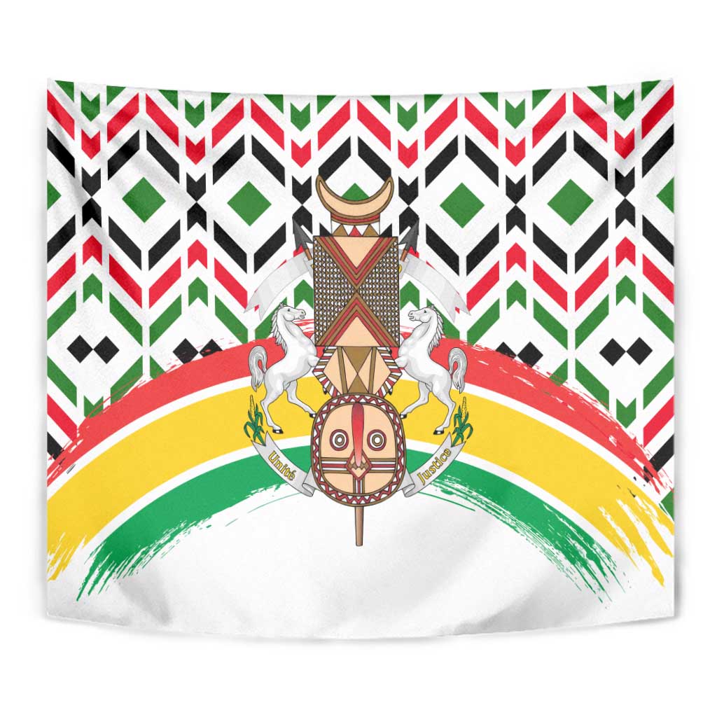 Burkina Faso Tapestry with Red Green Black Geometric Design - Wonder Print Shop