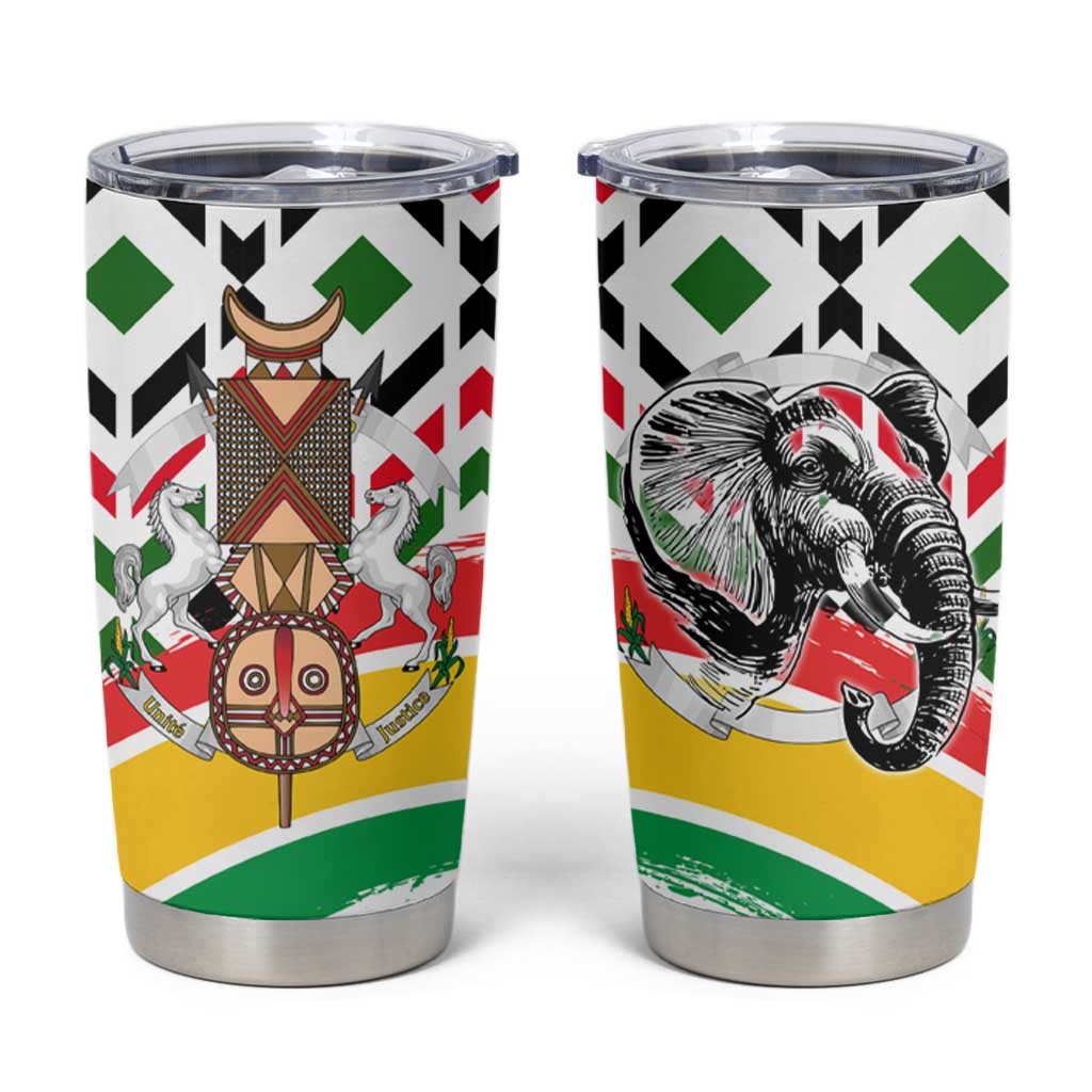 Burkina Faso Tumbler Cup with Red Green Black Geometric Design - Wonder Print Shop