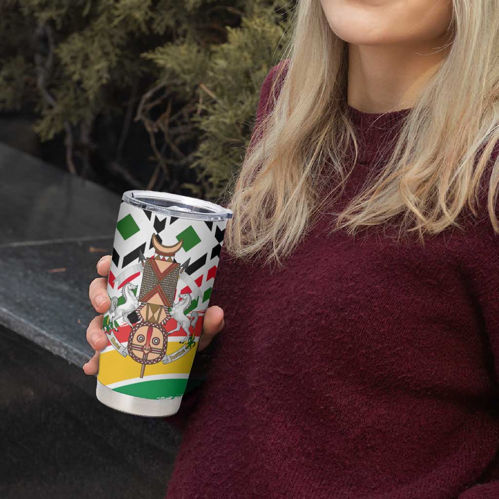 Burkina Faso Tumbler Cup with Red Green Black Geometric Design - Wonder Print Shop