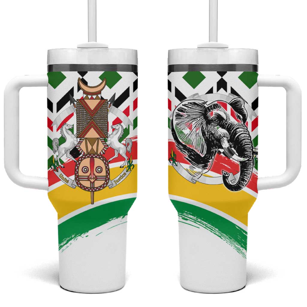 Burkina Faso Tumbler With Handle with Red Green Black Geometric Design - Wonder Print Shop