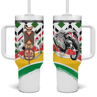 Burkina Faso Tumbler With Handle with Red Green Black Geometric Design - Wonder Print Shop