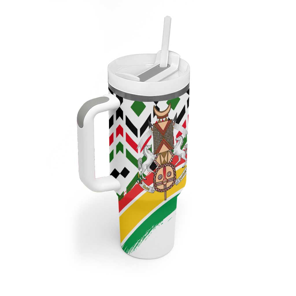 Burkina Faso Tumbler With Handle with Red Green Black Geometric Design - Wonder Print Shop