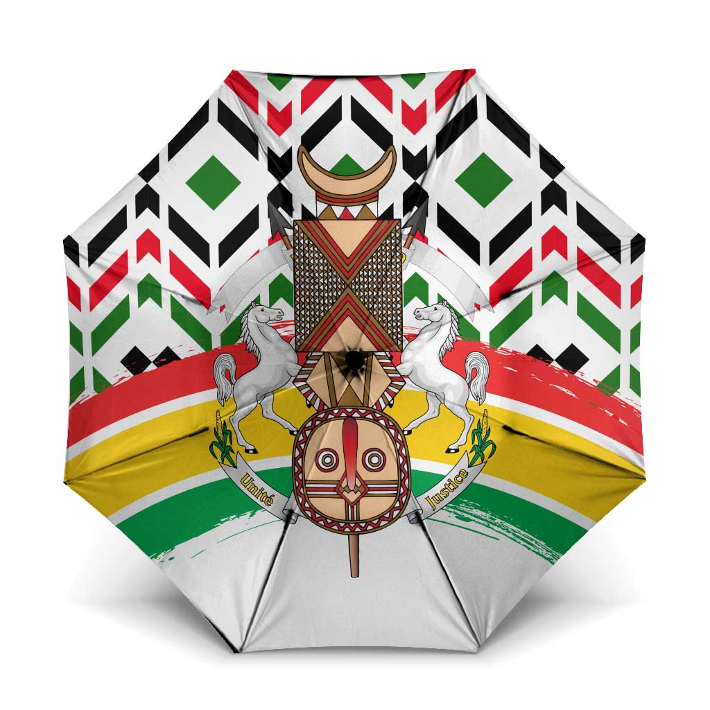 Burkina Faso Umbrella with Red Green Black Geometric Design - Wonder Print Shop