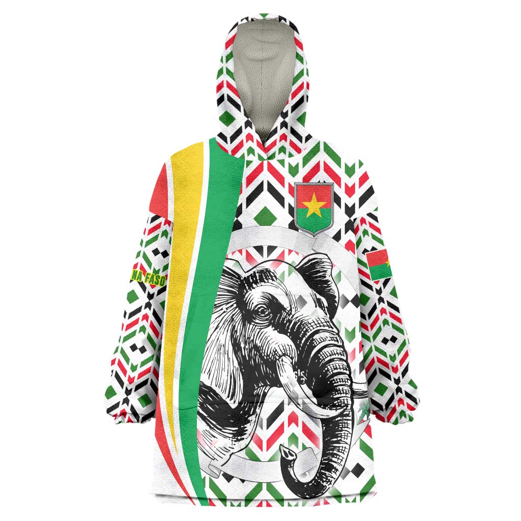 Burkina Faso Wearable Blanket Hoodie with Red Green Black Geometric Design - Wonder Print Shop