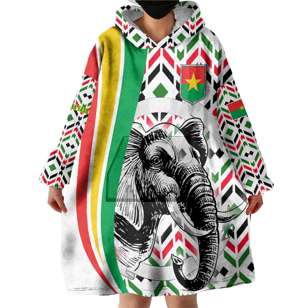 Burkina Faso Wearable Blanket Hoodie with Red Green Black Geometric Design - Wonder Print Shop