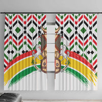 Burkina Faso Window Curtain with Red Green Black Geometric Design - Wonder Print Shop