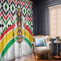 Burkina Faso Window Curtain with Red Green Black Geometric Design - Wonder Print Shop