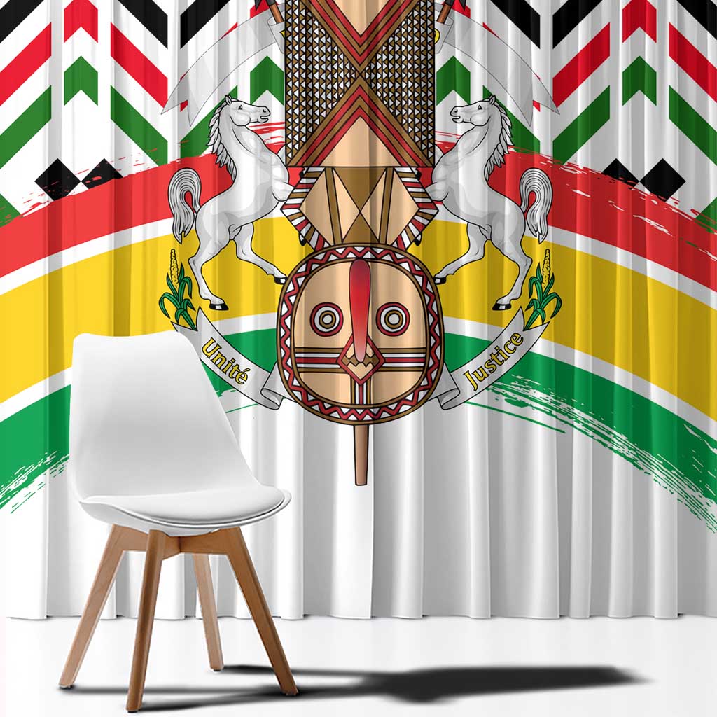 Burkina Faso Window Curtain with Red Green Black Geometric Design - Wonder Print Shop