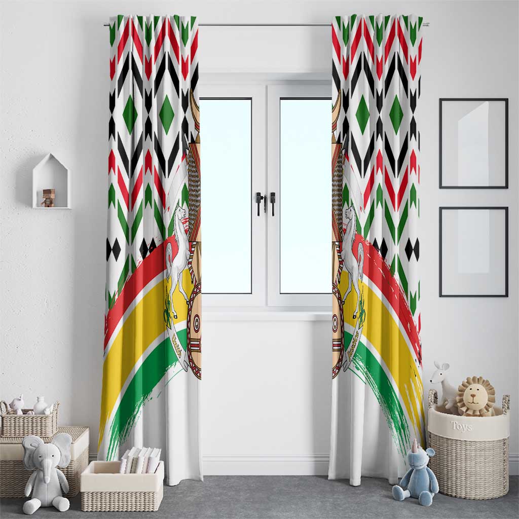 Burkina Faso Window Curtain with Red Green Black Geometric Design - Wonder Print Shop