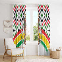Burkina Faso Window Curtain with Red Green Black Geometric Design - Wonder Print Shop