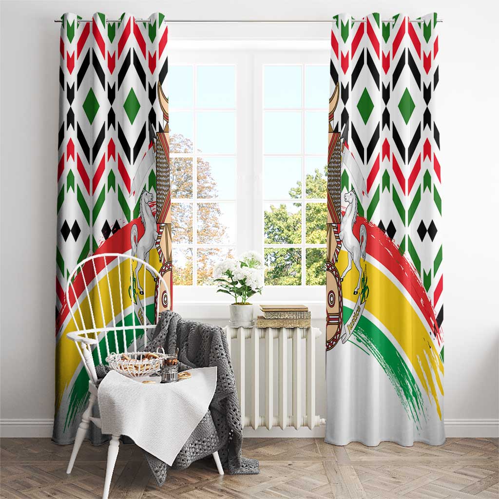 Burkina Faso Window Curtain with Red Green Black Geometric Design - Wonder Print Shop
