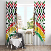 Burkina Faso Window Curtain with Red Green Black Geometric Design - Wonder Print Shop