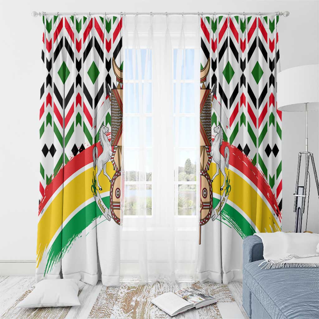 Burkina Faso Window Curtain with Red Green Black Geometric Design - Wonder Print Shop