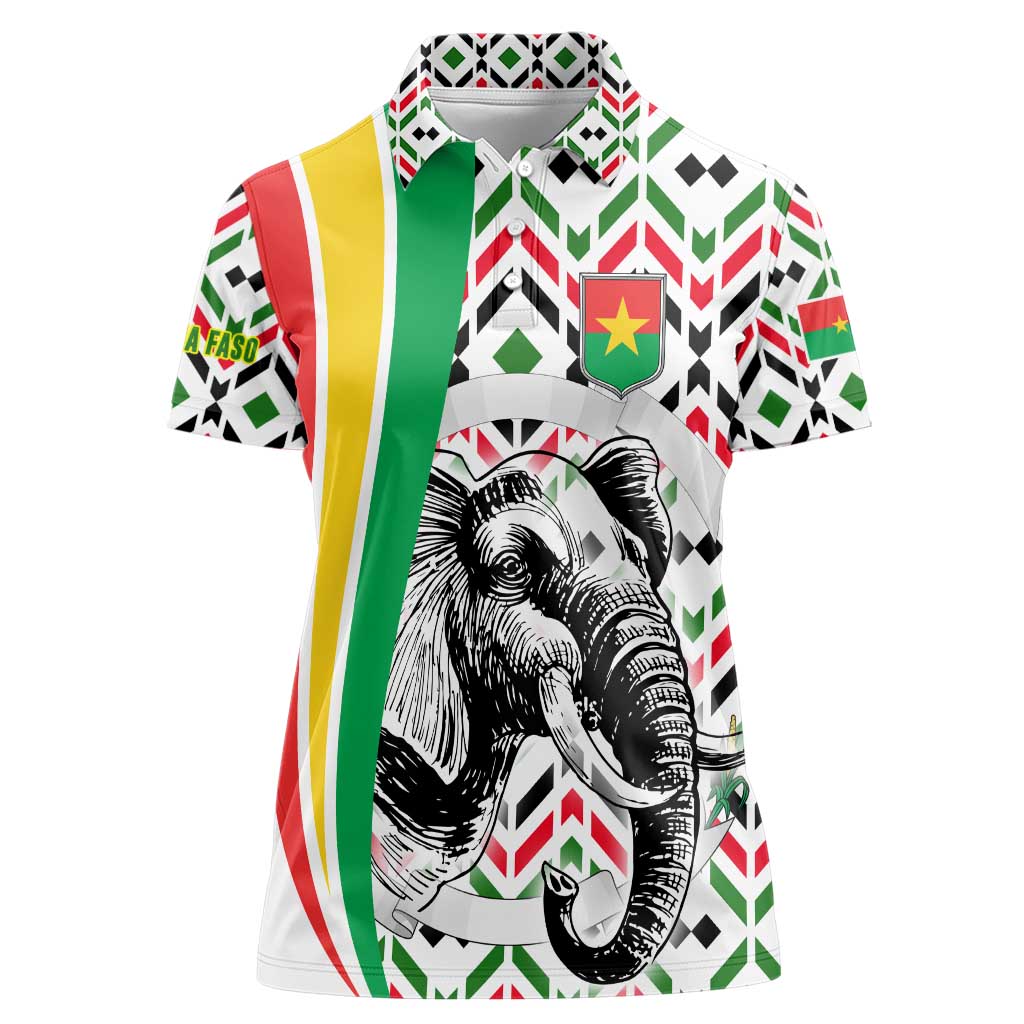 Burkina Faso Women Polo Shirt with Red Green Black Geometric Design - Wonder Print Shop