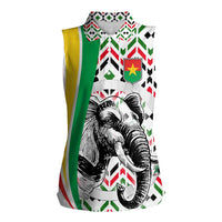 Burkina Faso Women Sleeveless Polo Shirt with Red Green Black Geometric Design - Wonder Print Shop