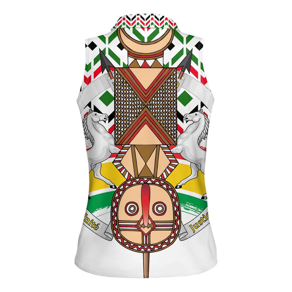 Burkina Faso Women Sleeveless Polo Shirt with Red Green Black Geometric Design - Wonder Print Shop