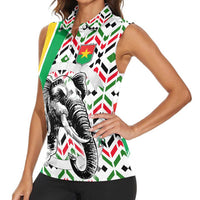 Burkina Faso Women Sleeveless Polo Shirt with Red Green Black Geometric Design - Wonder Print Shop