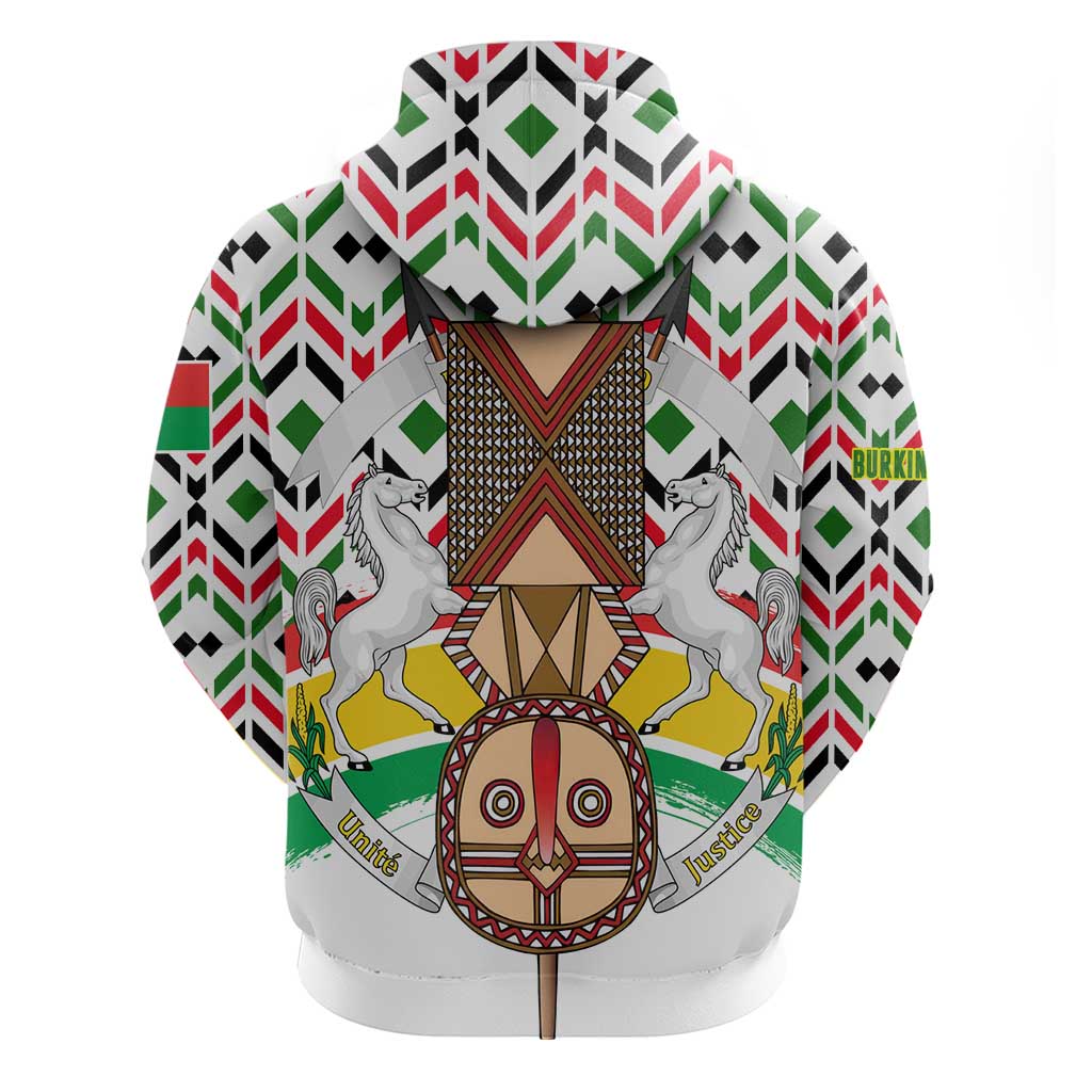 Burkina Faso Zip Hoodie with Red Green Black Geometric Design - Wonder Print Shop