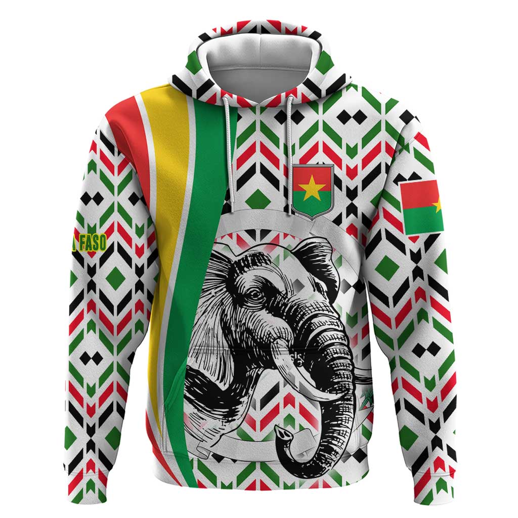 Burkina Faso Zip Hoodie with Red Green Black Geometric Design - Wonder Print Shop