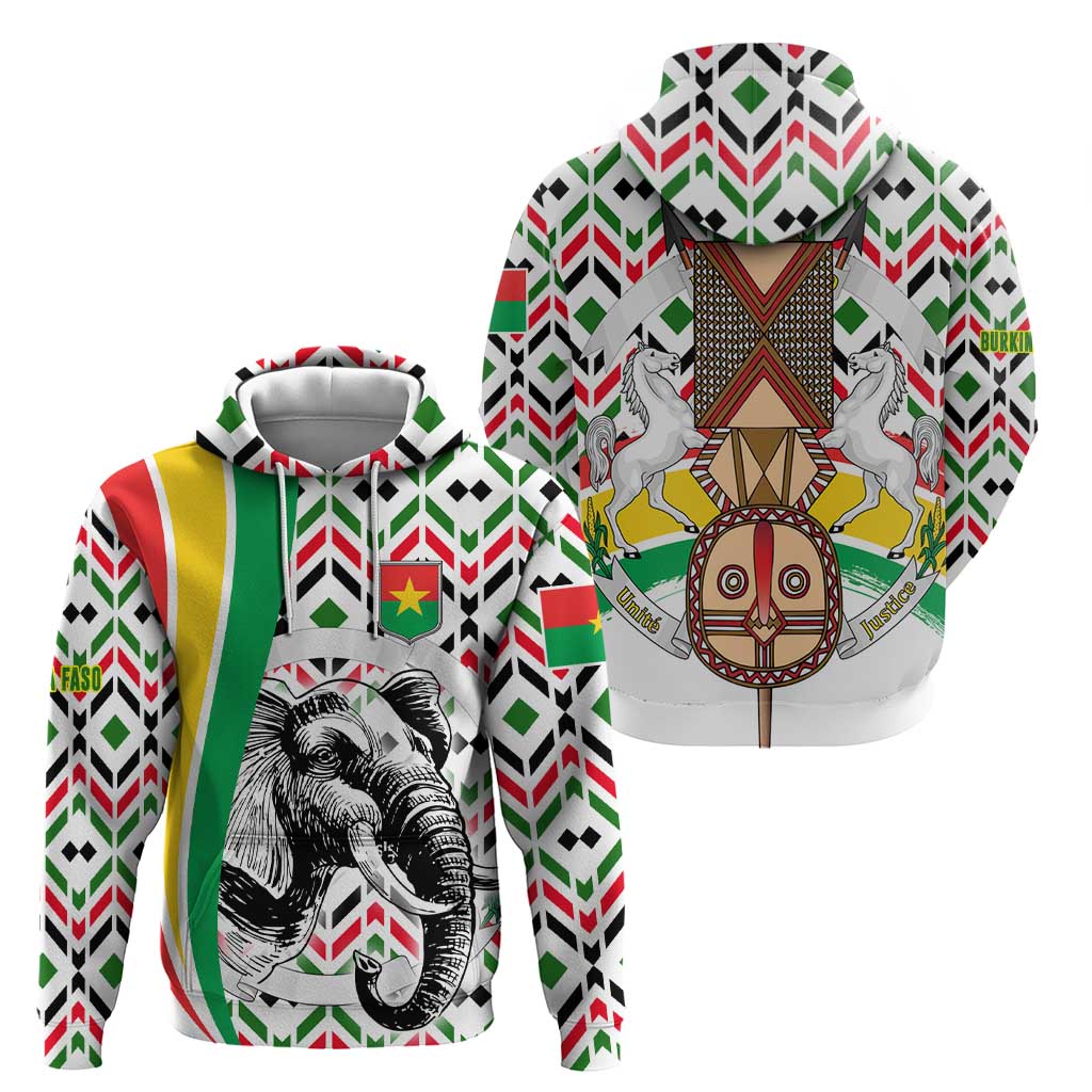 Burkina Faso Zip Hoodie with Red Green Black Geometric Design - Wonder Print Shop